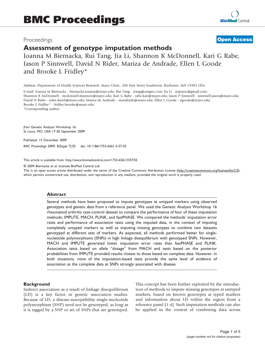 Assessment Of Genotype Imputation Methods